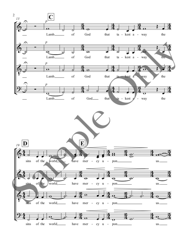 Page two of Agnus Dei