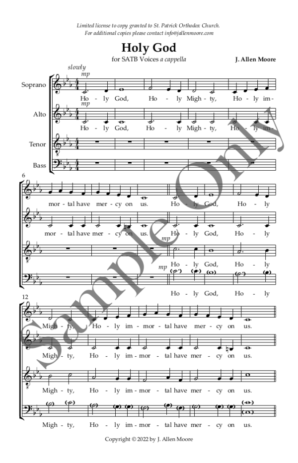 Page one of Holy God [SATB]