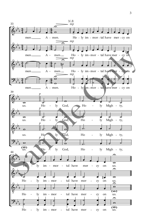 Page three of Holy God [SATB]