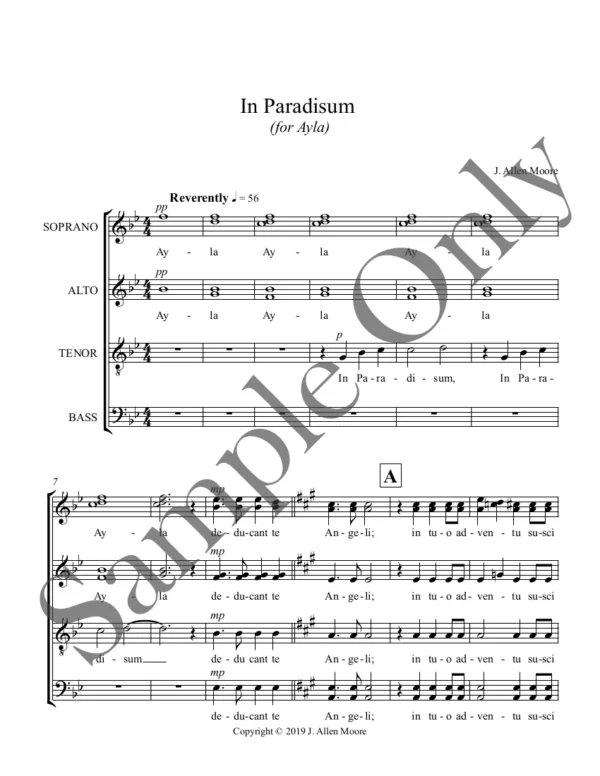 First page of In Paradisum vocal score.