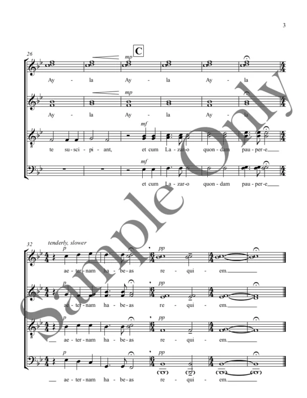 Third page of In Paradisum vocal score.