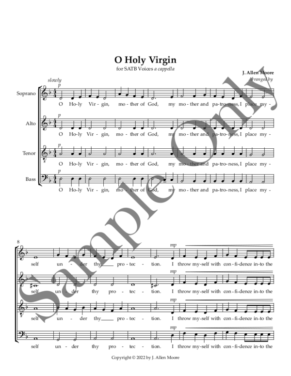 Page one of O Holy Virgin